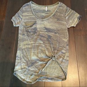 Camo distressed top
